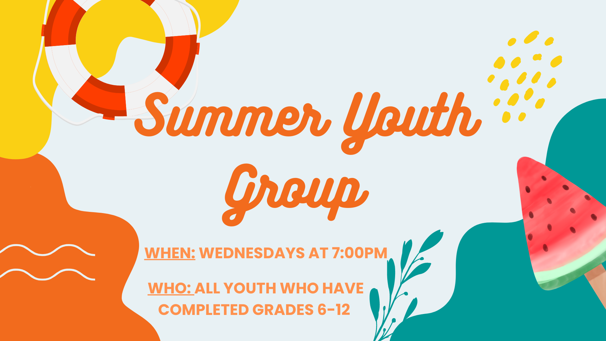 Summer Youth Group First Presbyterian Church